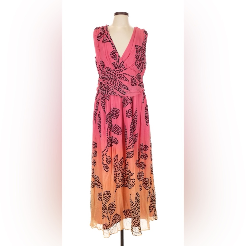 ✨Verb by Pallavi Singhee x Anthropologie ombré pink orange maxi dress, NWT large - Picture 3 of 6